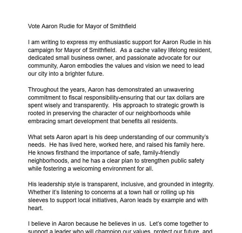 Rudie Campaign Endorsement by Jeff Barnes